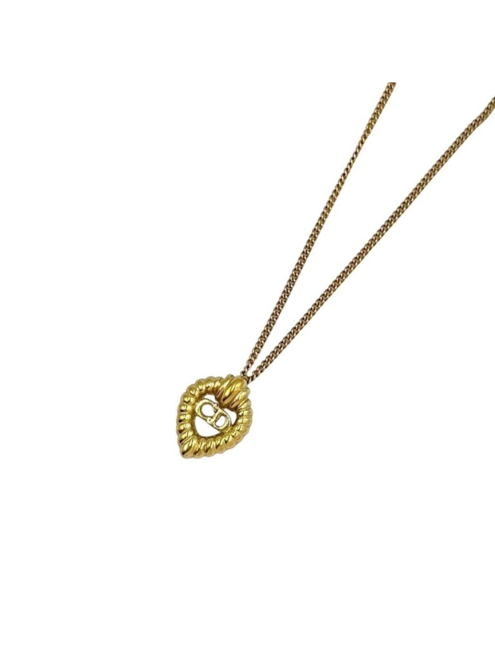 Dior Twisted Heart CD Logo Gold Plated Necklace